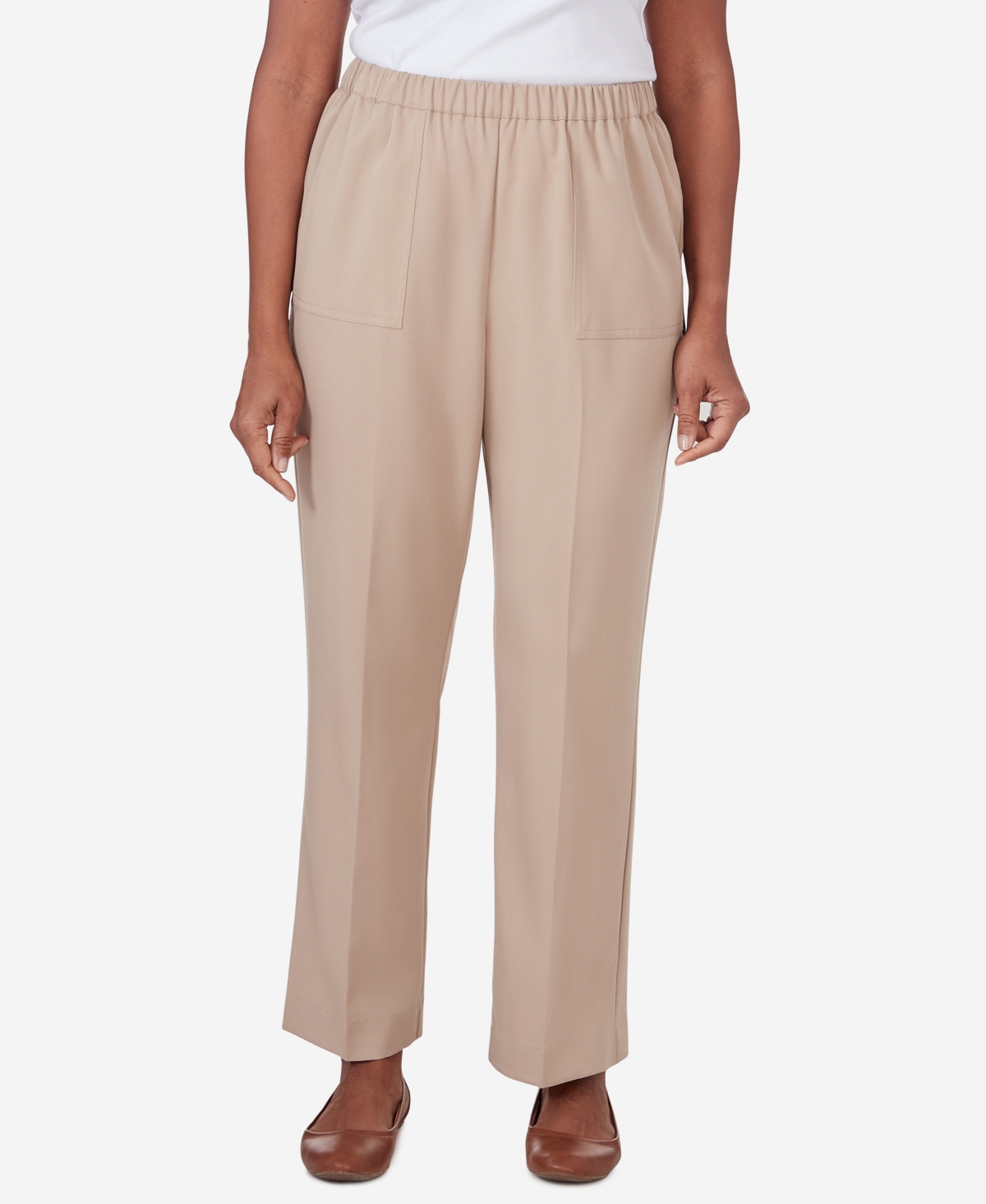 Shop Alfred Dunner Women's Tuscan Sunset Twill Average Length Pants In Khaki
