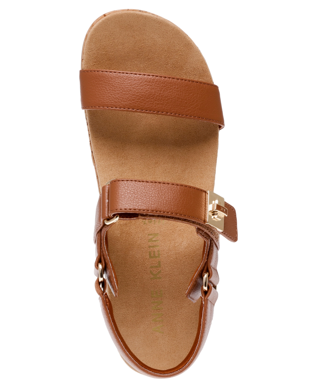Anne Klein Verse Womens Woven Adjustable Platform Sandals In Cognac