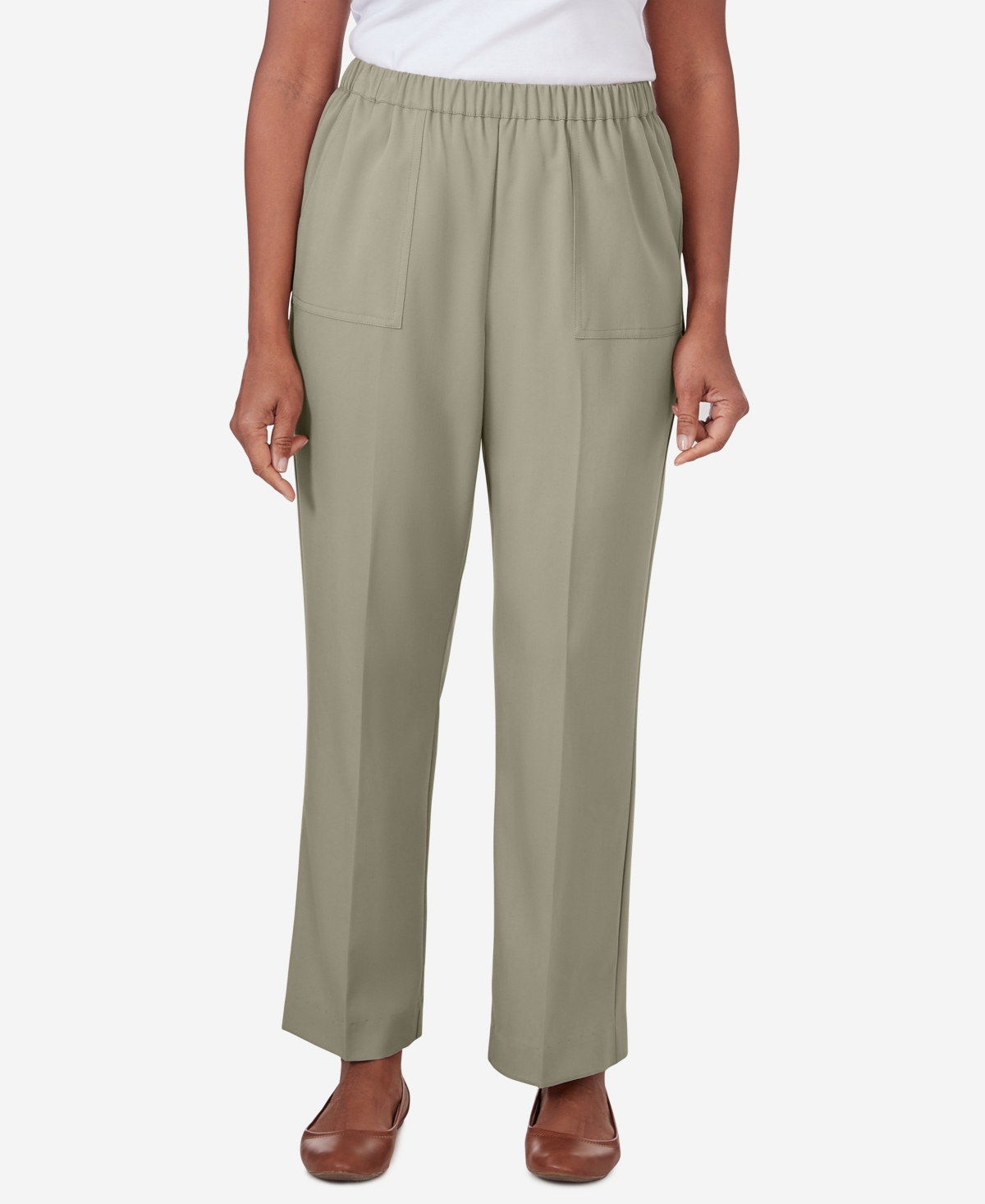 Alfred Dunner Women's Tuscan Sunset Twill Average Length Pants In Aloe