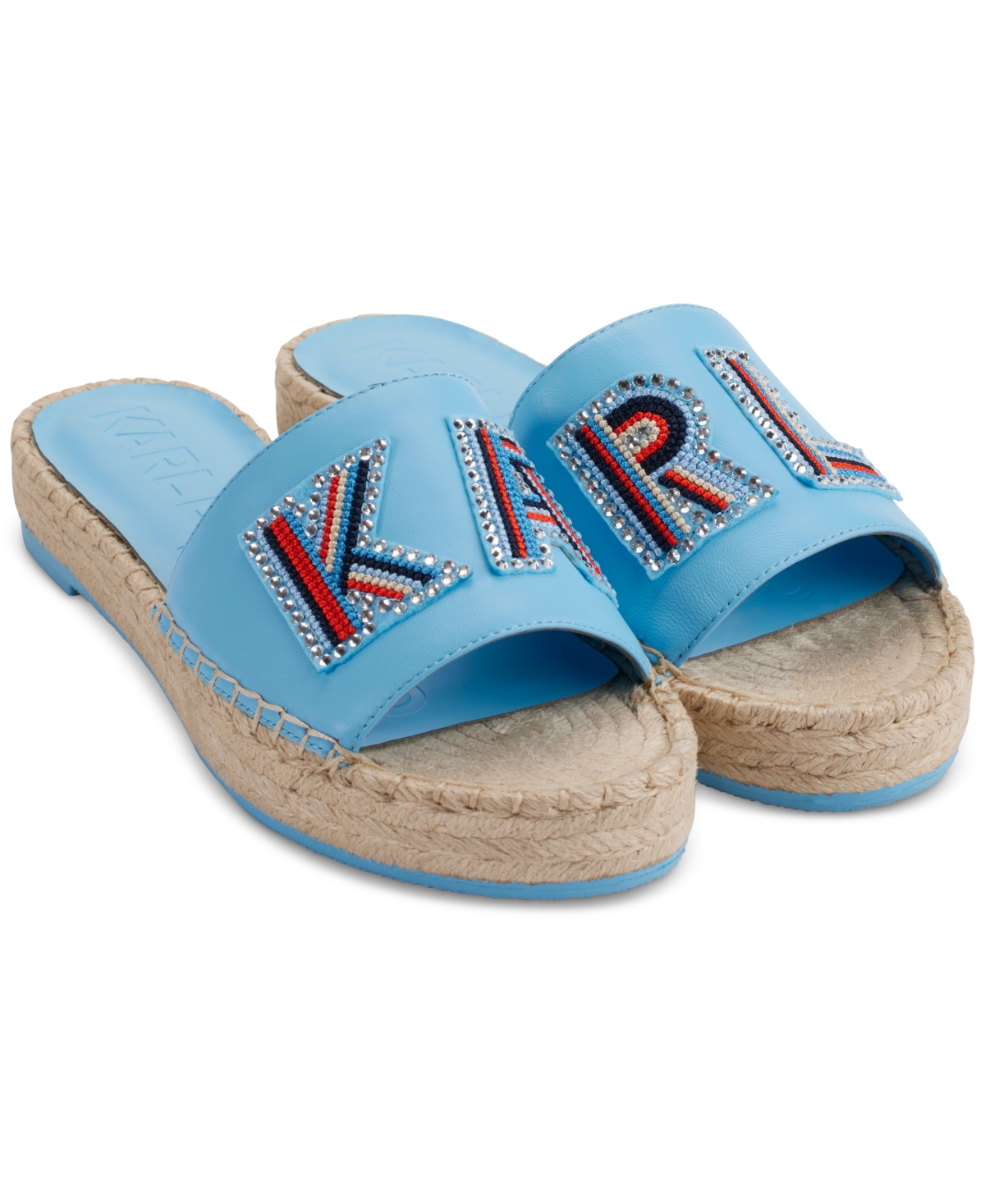 Shop Karl Lagerfeld Women's Caine Espadrille Slide Sandals In Baltic Blue