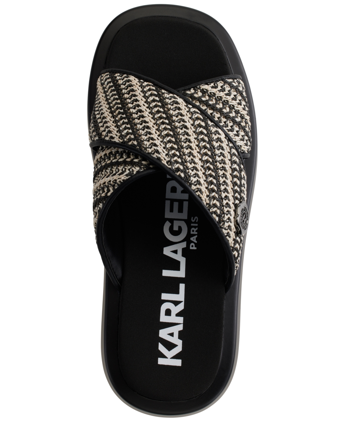 Shop Karl Lagerfeld Women's Ophelia Woven Slip-on Platform Sandals In Natural,cream