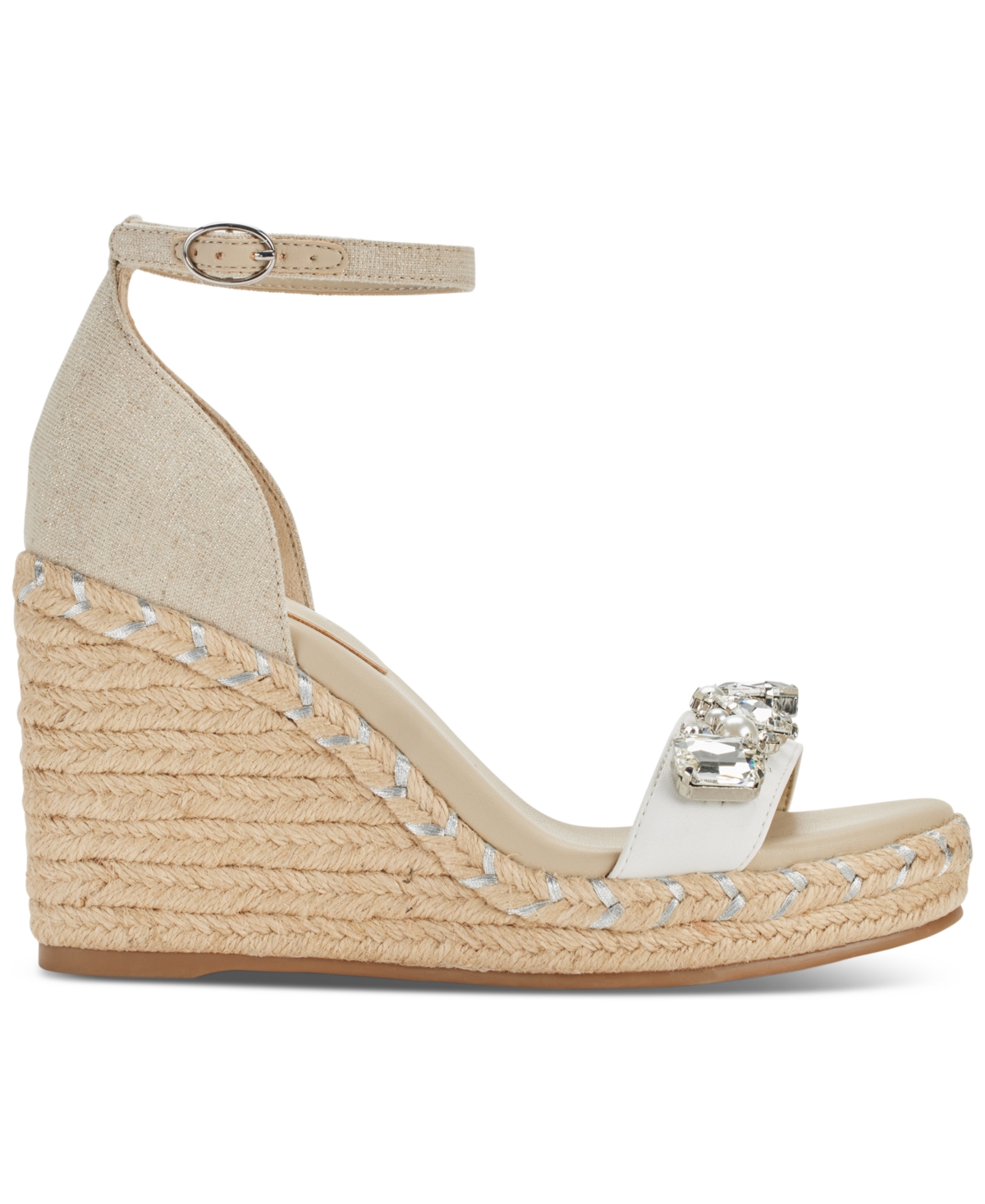 Karl Lagerfeld Paris Catalyna Embellished Wedge Espadrille Sandals - White