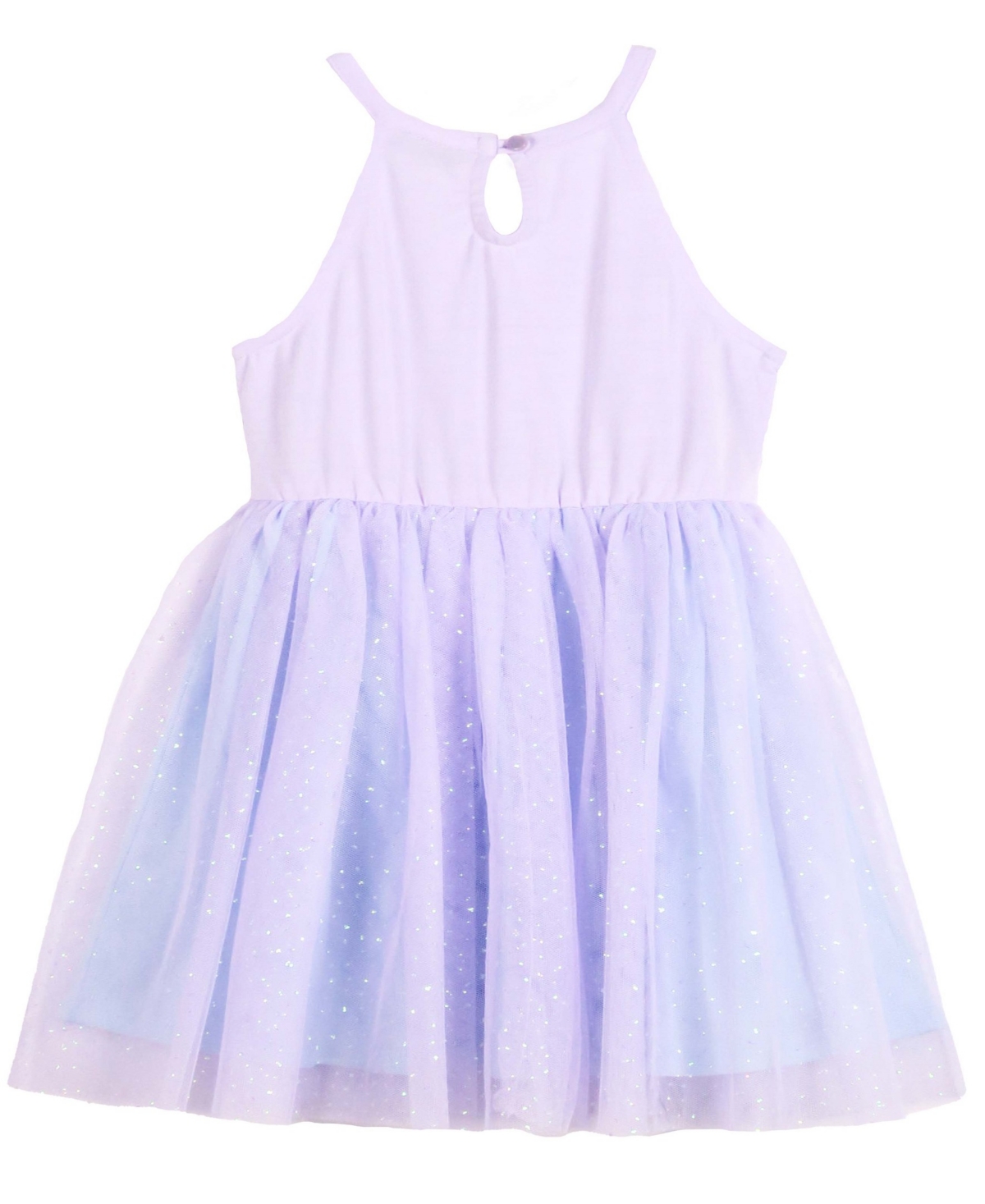 Shop Pink & Violet Pink Violet Little Girls Sleeveless Mermaid Crochet Mesh Dress In Lilac,blue