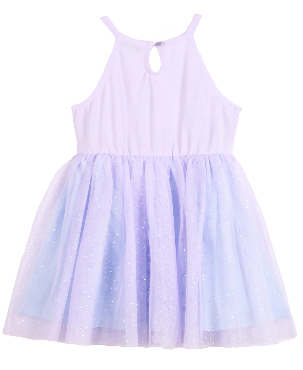 Pink Violet Little Girls Sleeveless Mermaid Crochet Mesh Dress -blue