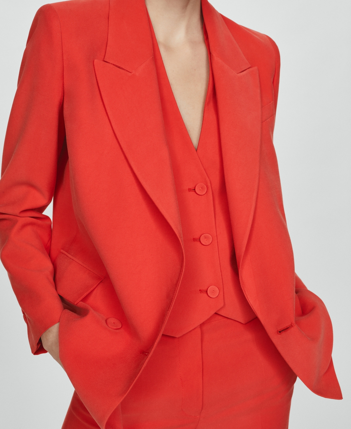 Shop Mango Women's Buttons Detail Suit Vest In Light Beig