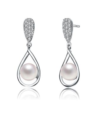 Cubic Zirconia Pearl Drop Earrings