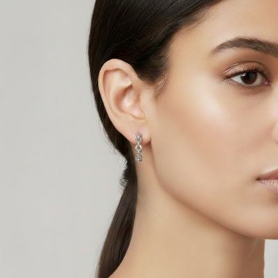 Sterling Silver Modern Chain Link C-Hoop Earrings