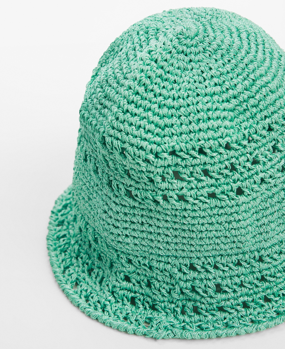 Mango Open Stitch Knit Bucket Hat In Turquoise