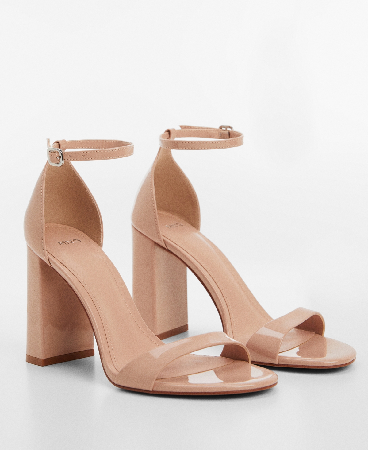 Mango Strappy Heeled Sandals Nude