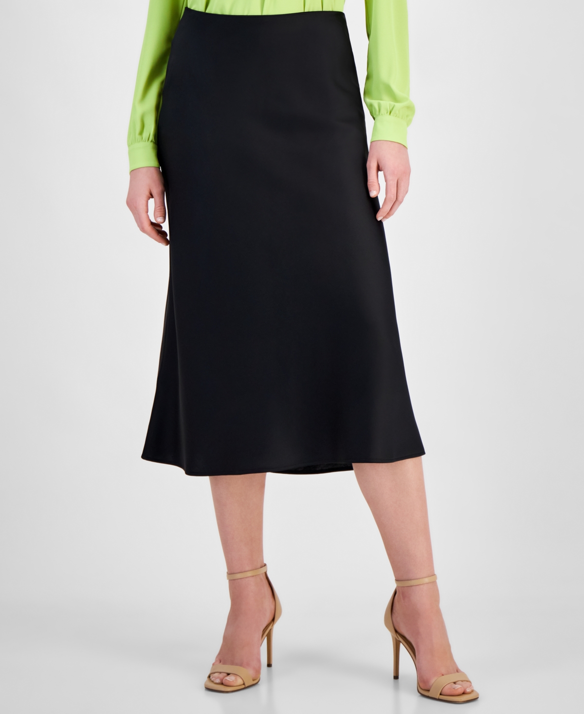 Shop Anne Klein Women's Bias-cut Flared Pull-on Skirt In Anne Black