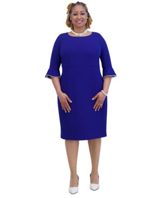 Kat Elbow-Sleeve Ruffled-Cuff Dress