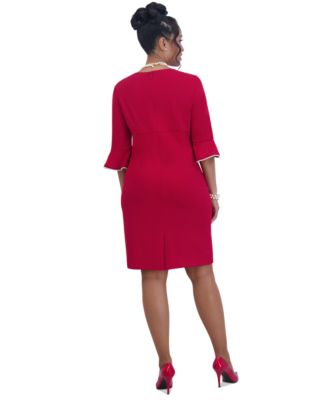 Kat Elbow-Sleeve Ruffled-Cuff Dress