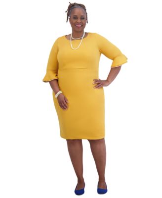 Kat Elbow-Sleeve Ruffled-Cuff Dress