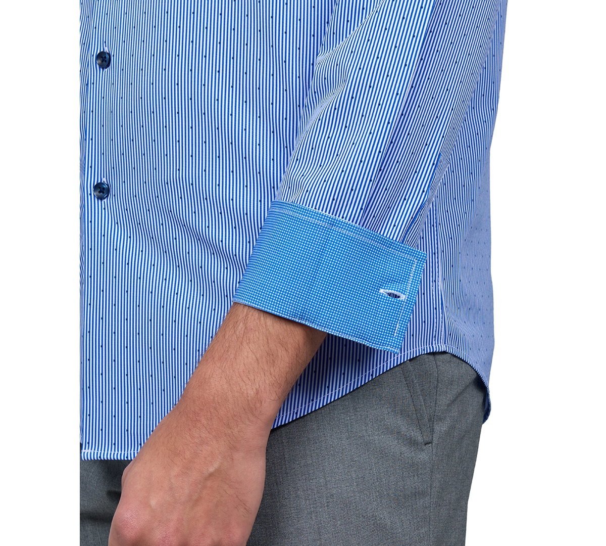 Men's Recycled Slim Fit Stripe Dot Performance Stretch Cooling Comfort Dress Shirt