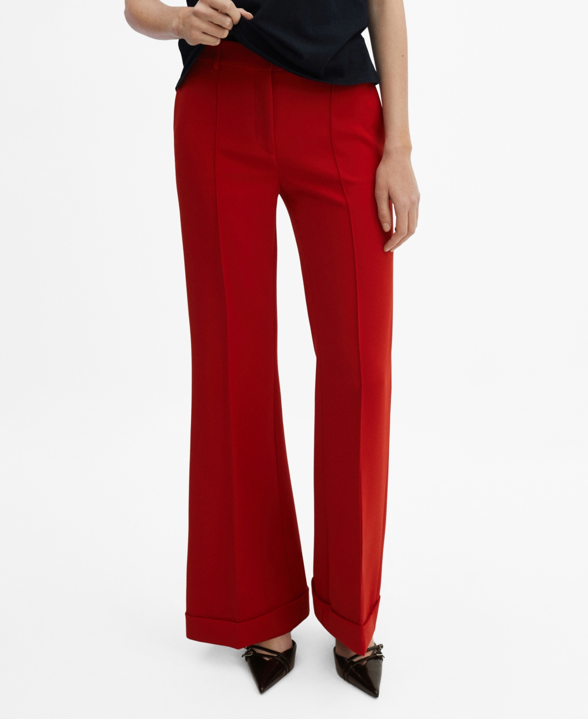 Mango Women's Mid-rise Flared Pants In Red