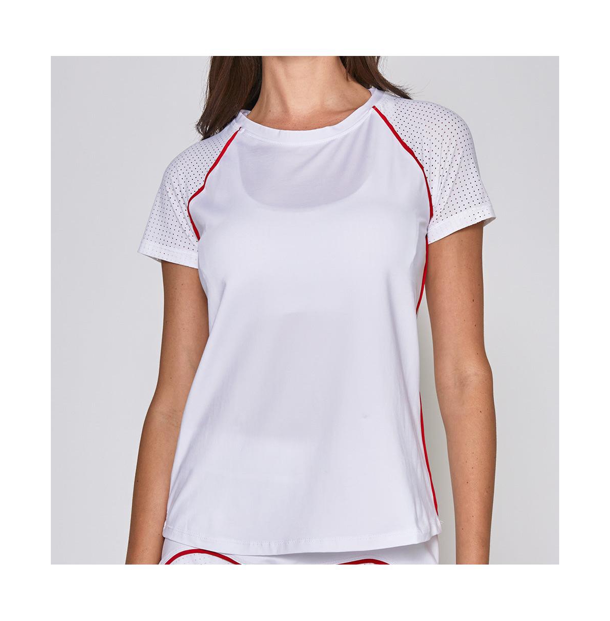 Women's Performance Short Sleeve Tee - White with red trim
