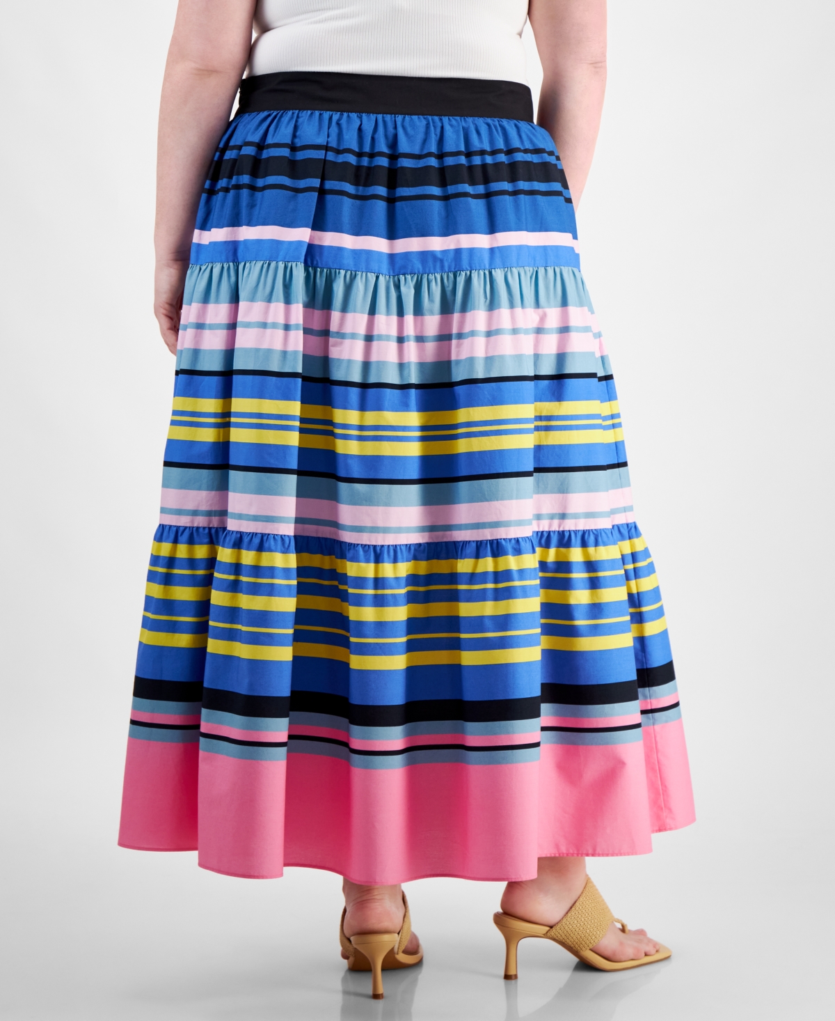 On 34th Trendy Plus Size Striped Tiered Maxi Skirt, Created for Macy's