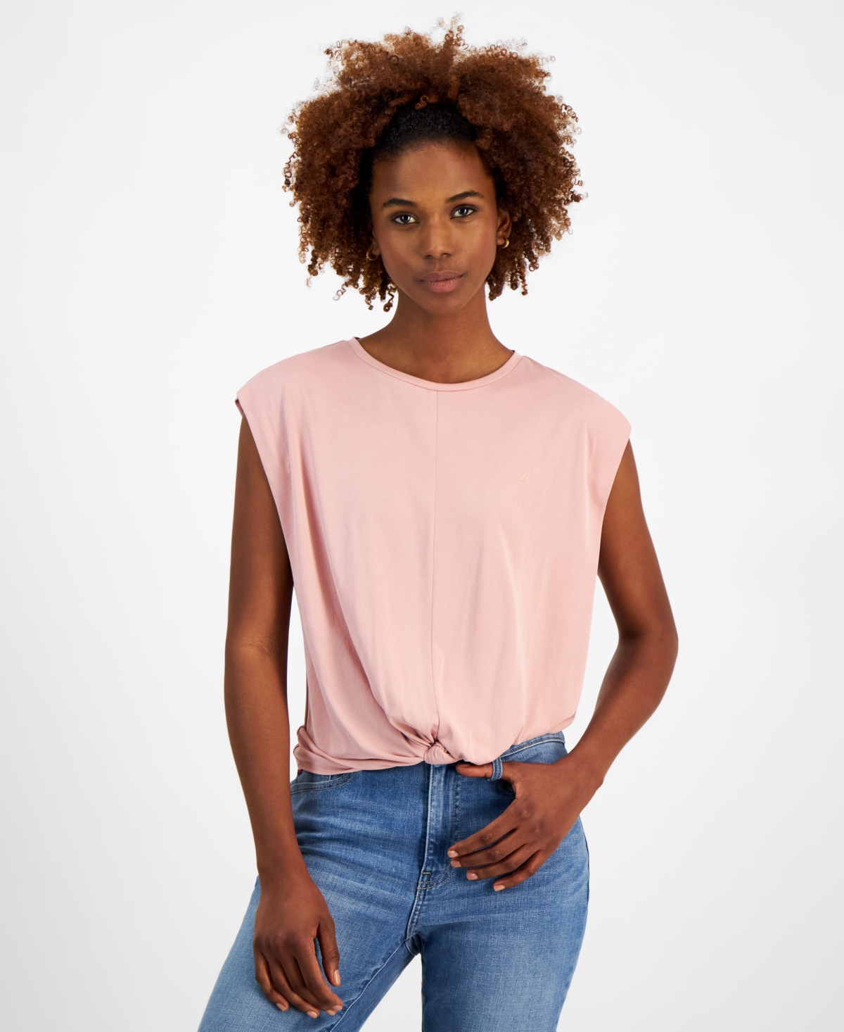 Women's Solid Knot-Front Short-Sleeve Tee - Bridal Ros
