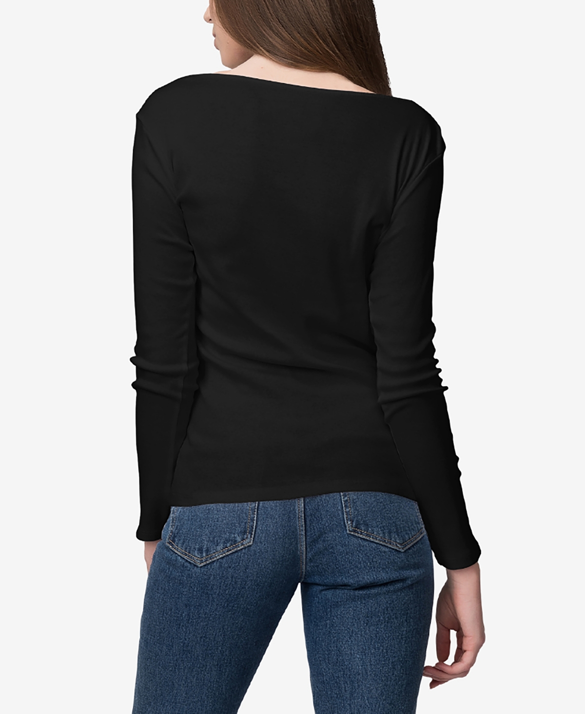 Shop La Pop Art Women's Word Art Cursive Heart Long Sleeve T-shirt In Black