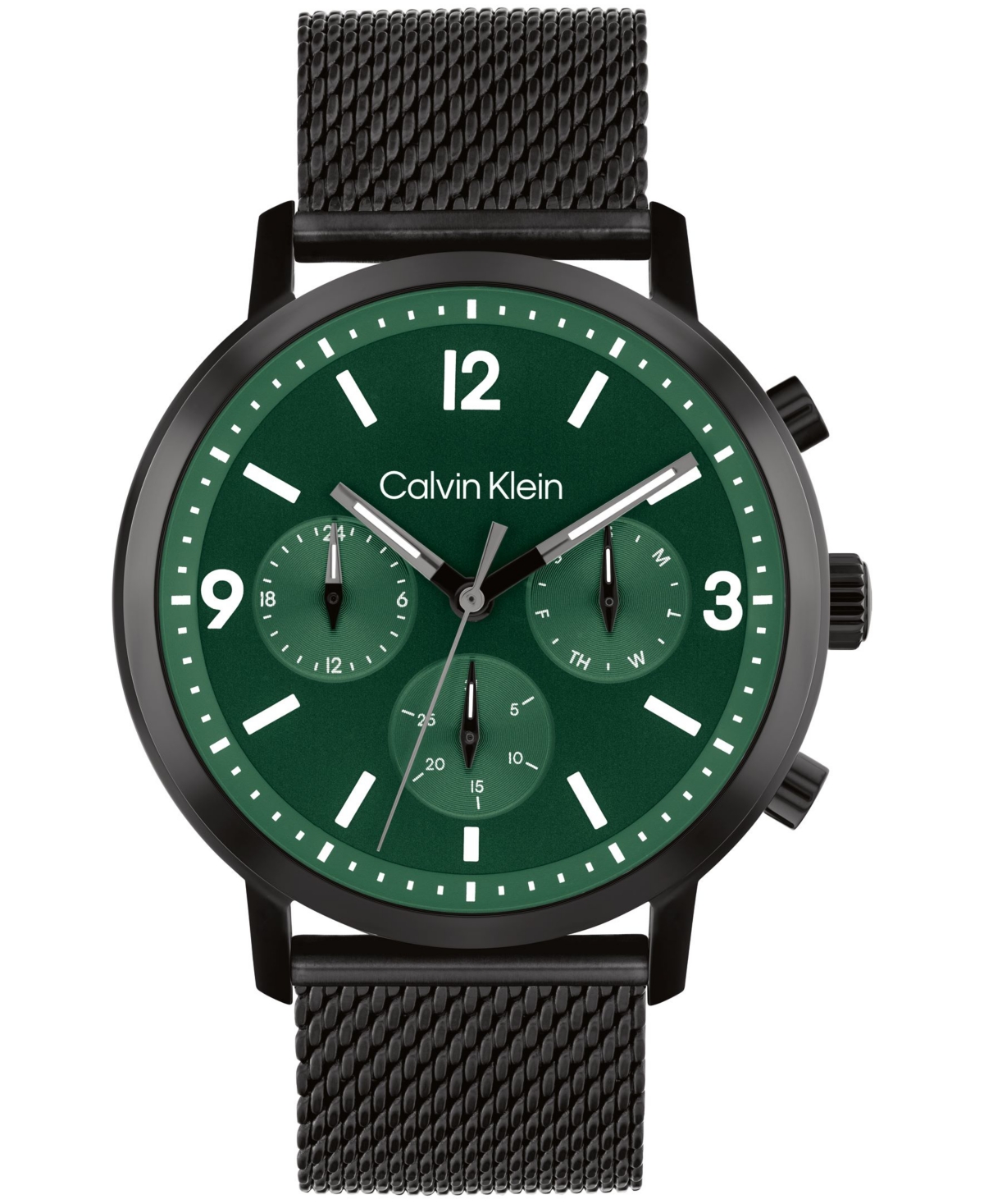 Shop Calvin Klein Men's Gauge Black Stainless Steel Mesh Watch 44mm In Green