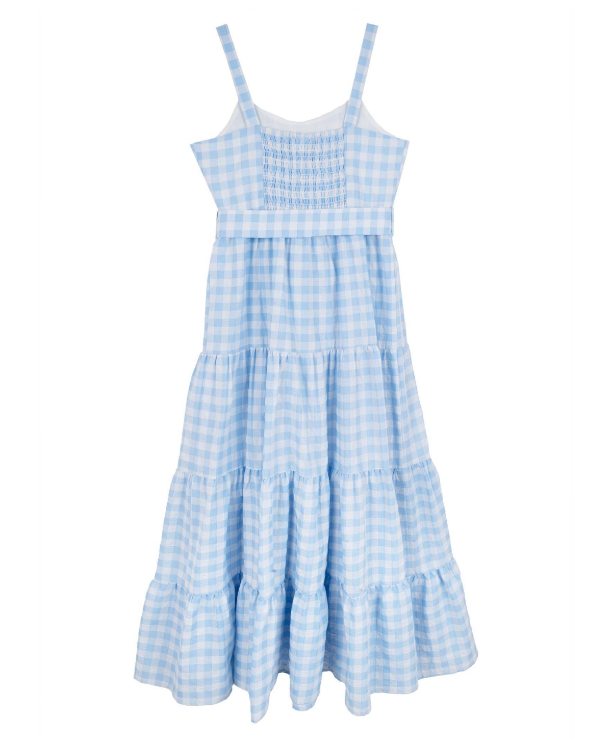 Shop Rare Editions Big Girls Belted Gingham Midi Dress, 2 Pc In Blue