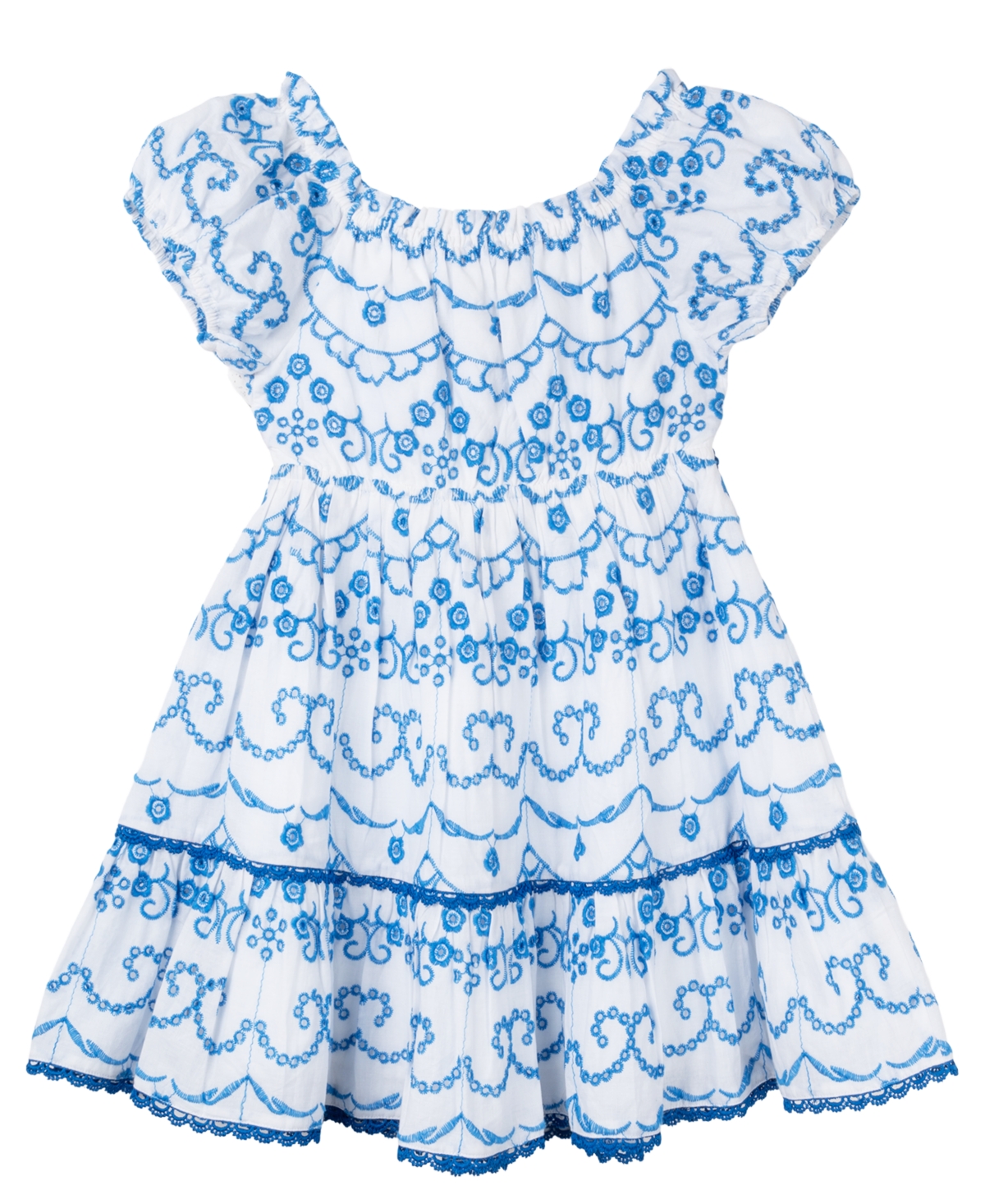 Shop Rare Editions Toddler & Little Girls Embroidered Eyelet Dress In Blue
