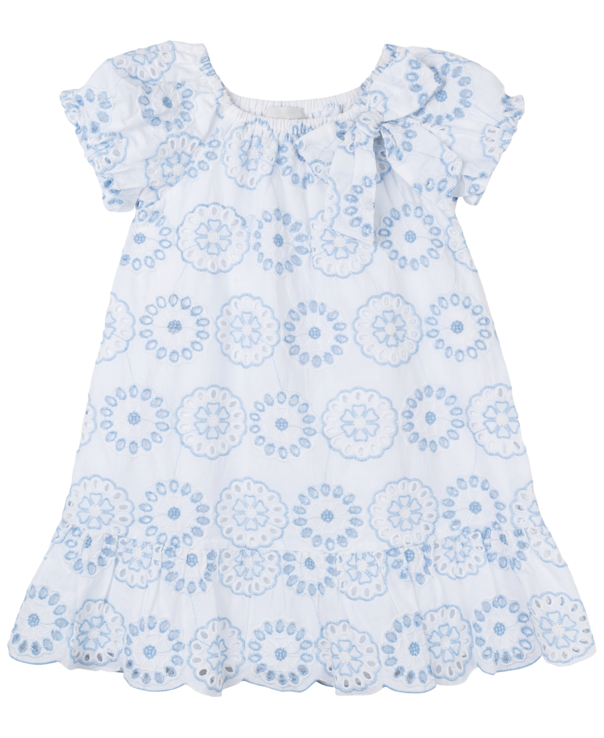 Shop Rare Editions Toddler & Little Girls 2-tone Eyelet Dress In Blue