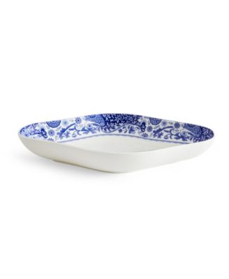 Blue Italian Brocato Diamond Dishes, Set of 2
