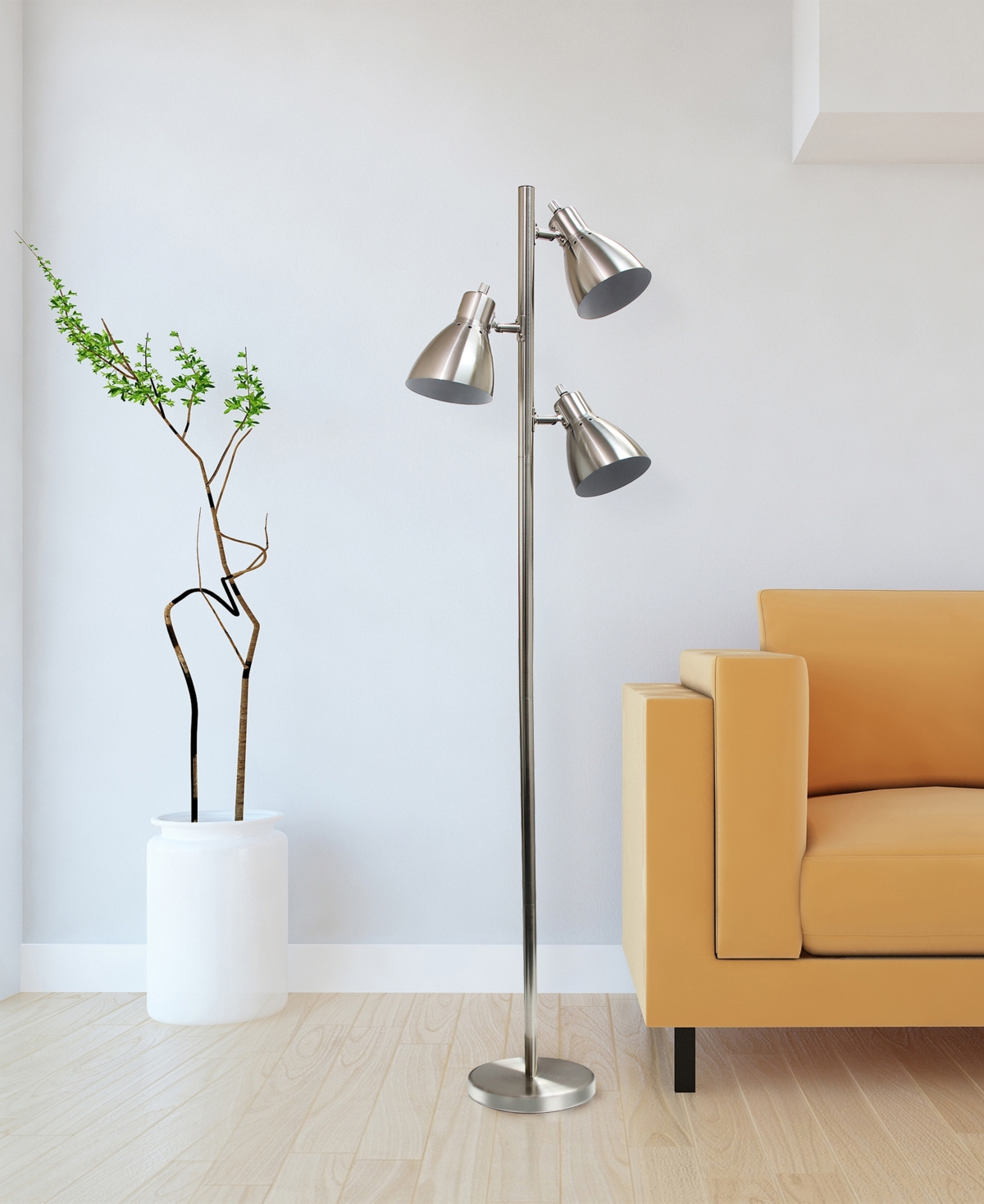 Shop Creekwood Home Essentix 64" Tall Traditional 3 Light Metal Tree Floor Lamp With Metal Adjustable Spotlight Shades In Brushed Nickel