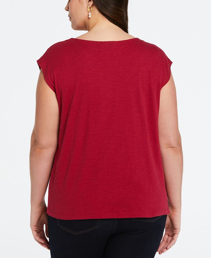 ELLA Rafaella Plus Size Cotton Lace Yoke Top Macy's