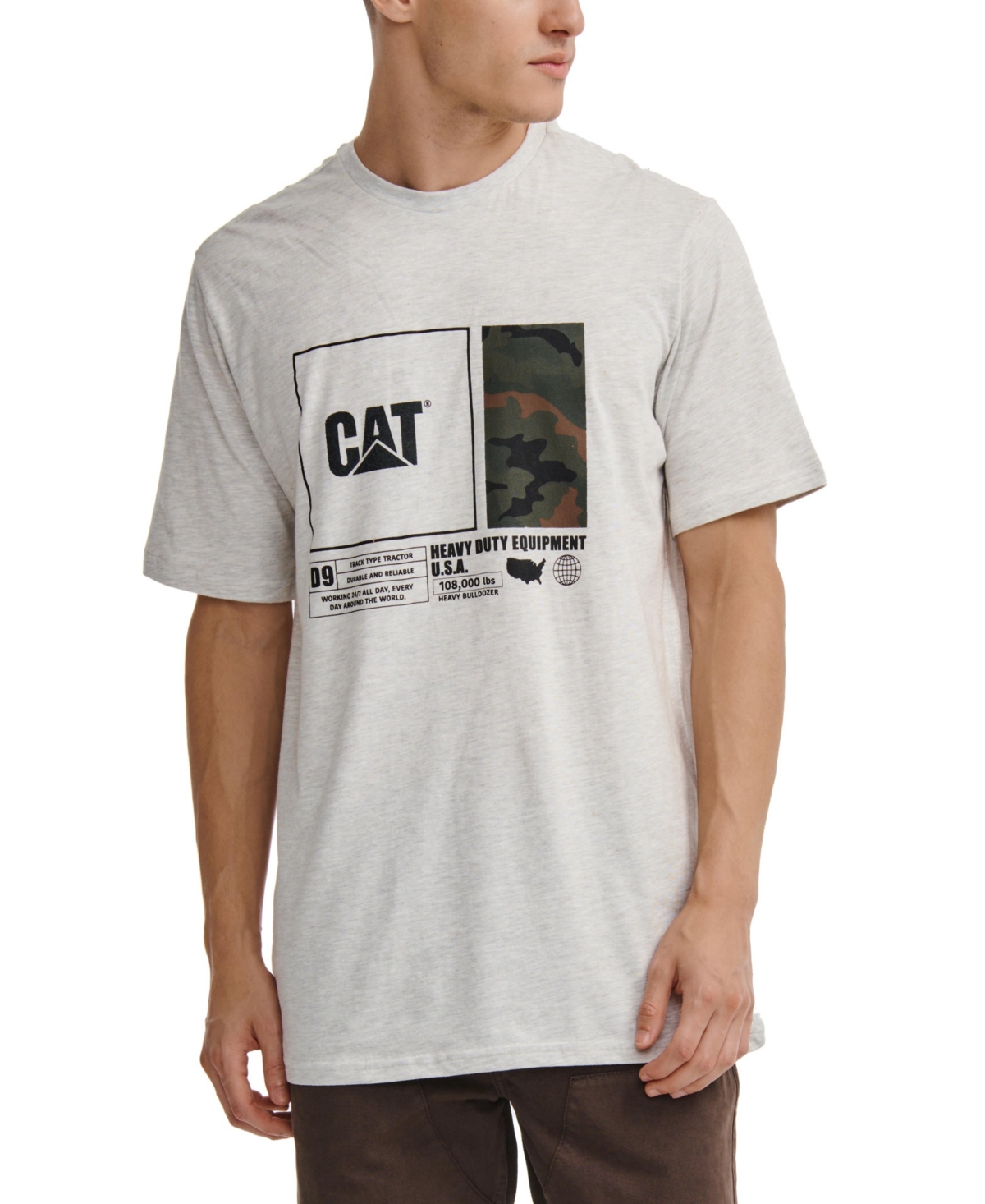 Shop Caterpillar Men's Urban Camo Graphic T-shirt In Lt Heathr Grey
