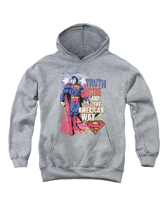 Superman Boys Youth Truth Justice Pull Over Hoodie / Hooded Sweatshirt ...