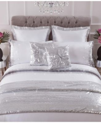 Monroe Sequined Sateen Duvet Cover Set With Matching Pillow Cases Queen