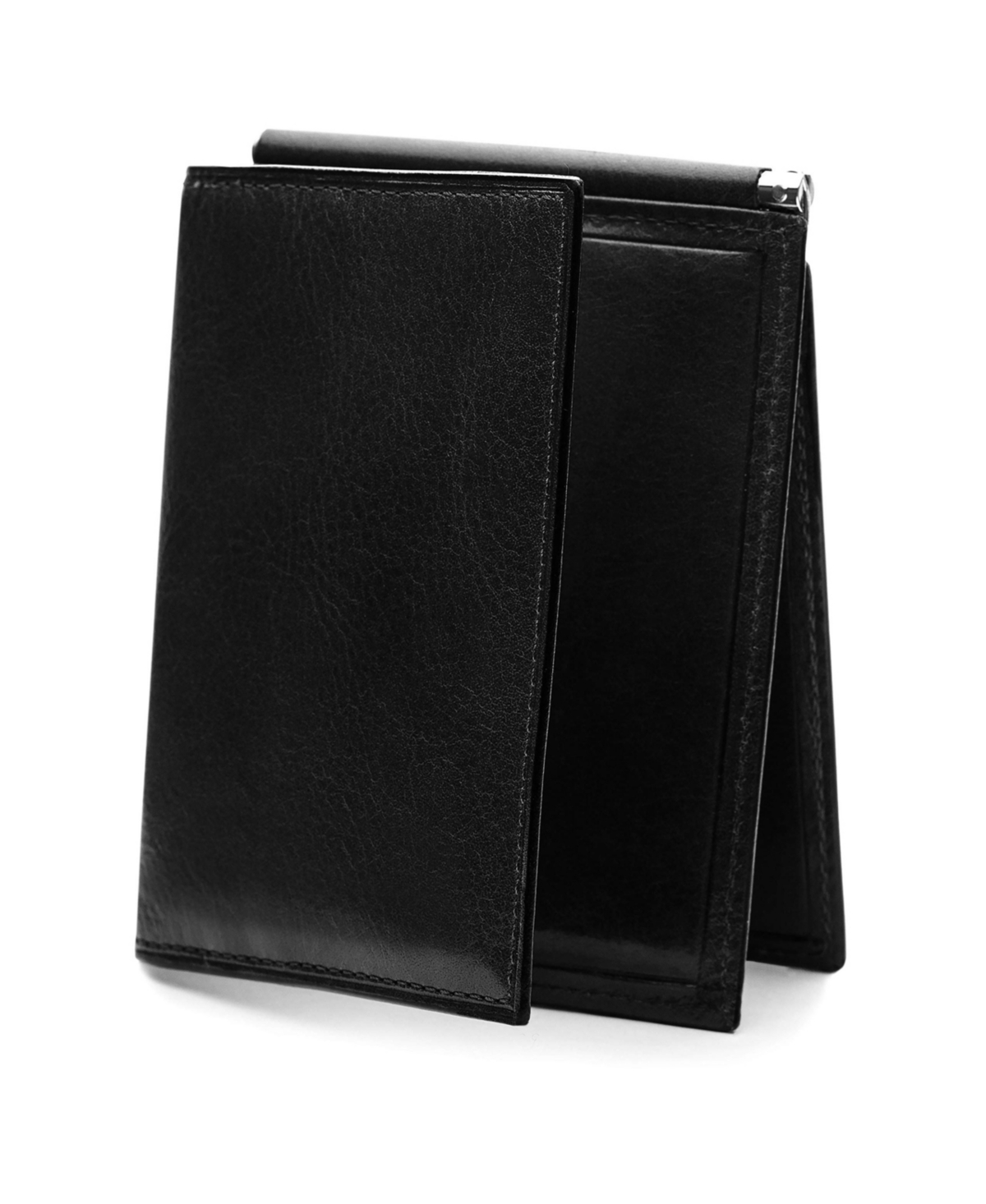 Men's Leather Money Clip with pocket - Black