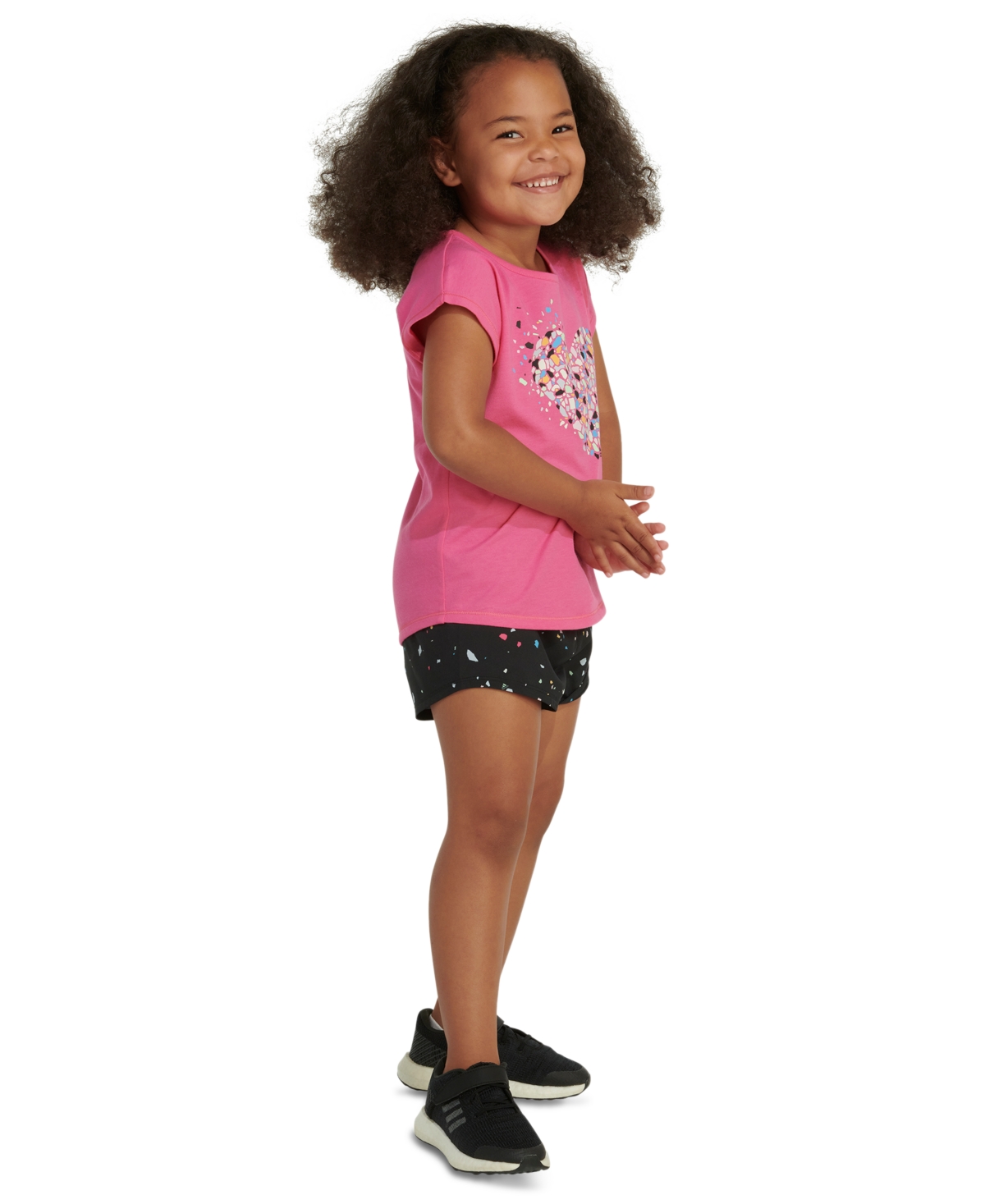 adidas Toddler & Little Girls Heart T-Shirt & Printed Shorts, 2 Piece Set