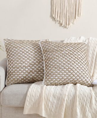 Jada Jute Decorative Pillows 2 Piece Set, 20" x 20"