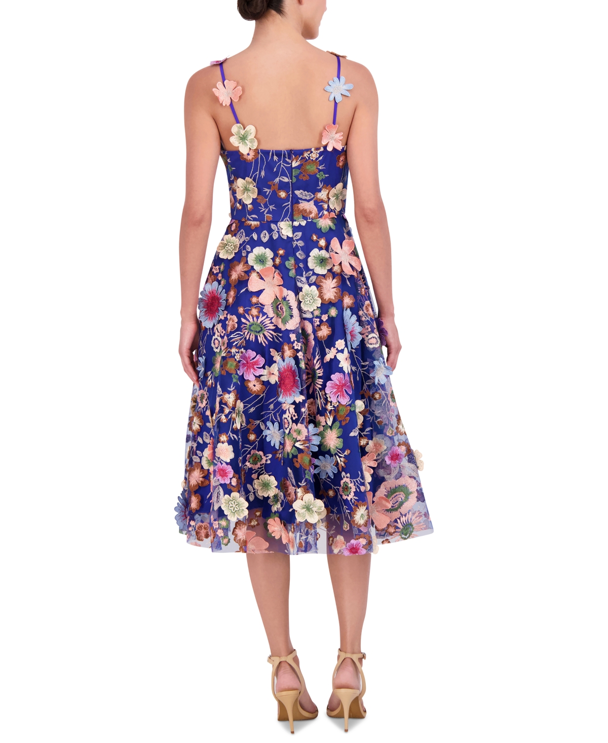 Shop Eliza J Women's Floral-embroidered Midi Dress In Cobalt