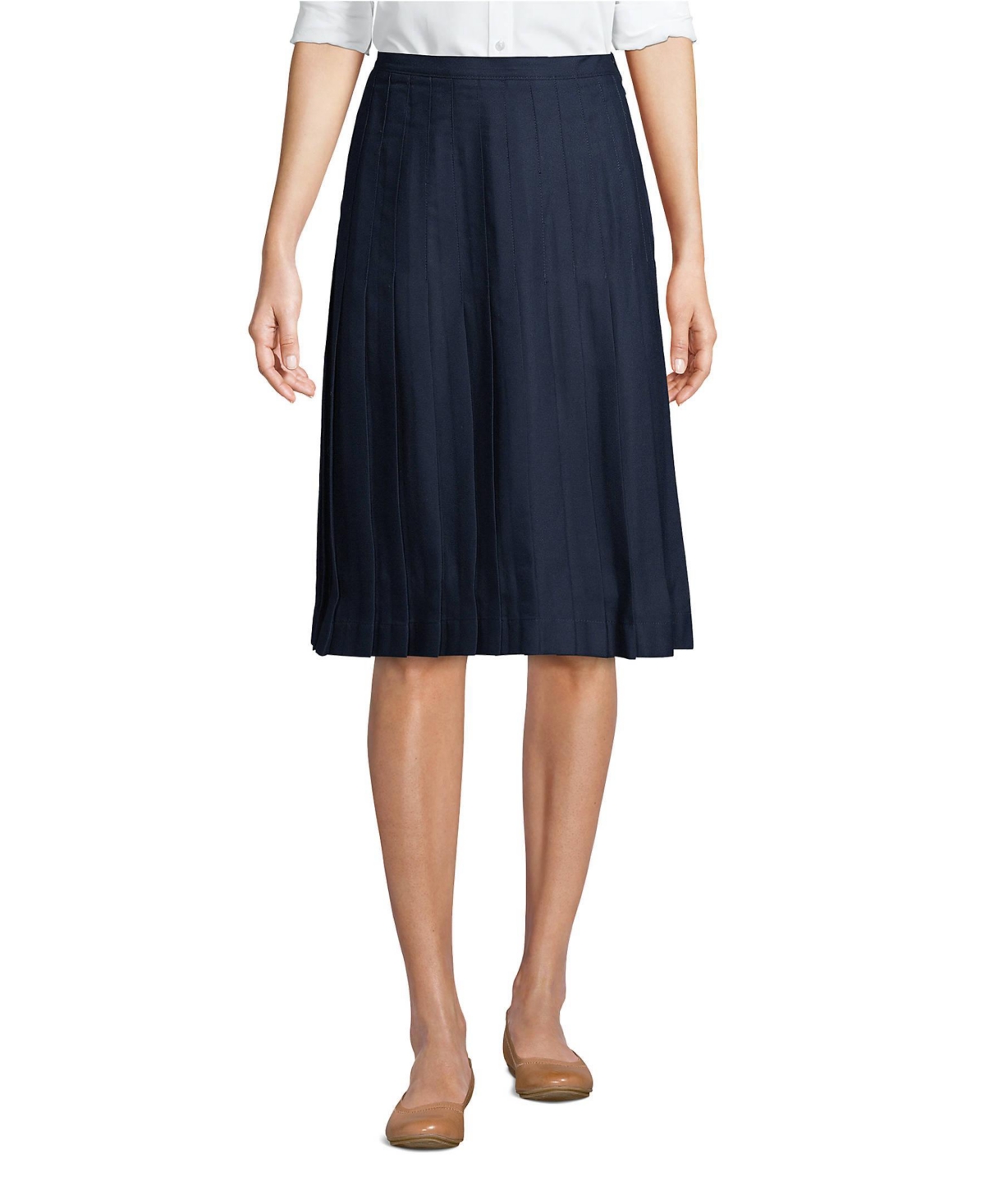 Women's Pleated Skirt Below the Knee - Khaki