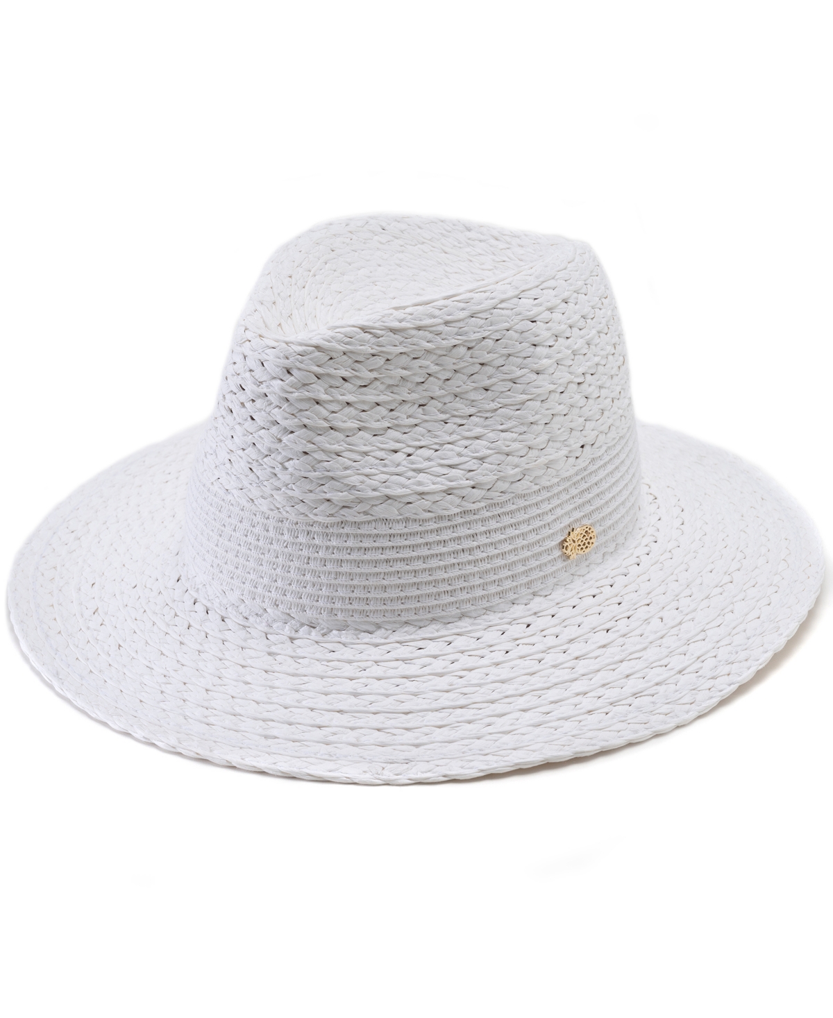 Straw Panama Hat with Icon Detail - White