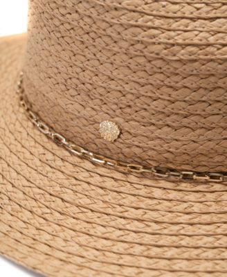 Chain Trim Oversized Straw Panama Hat