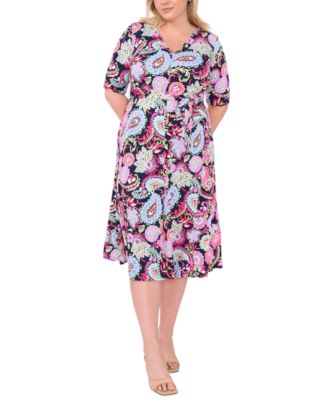 MSK - Plus Size Paisley-Print Midi Dress
