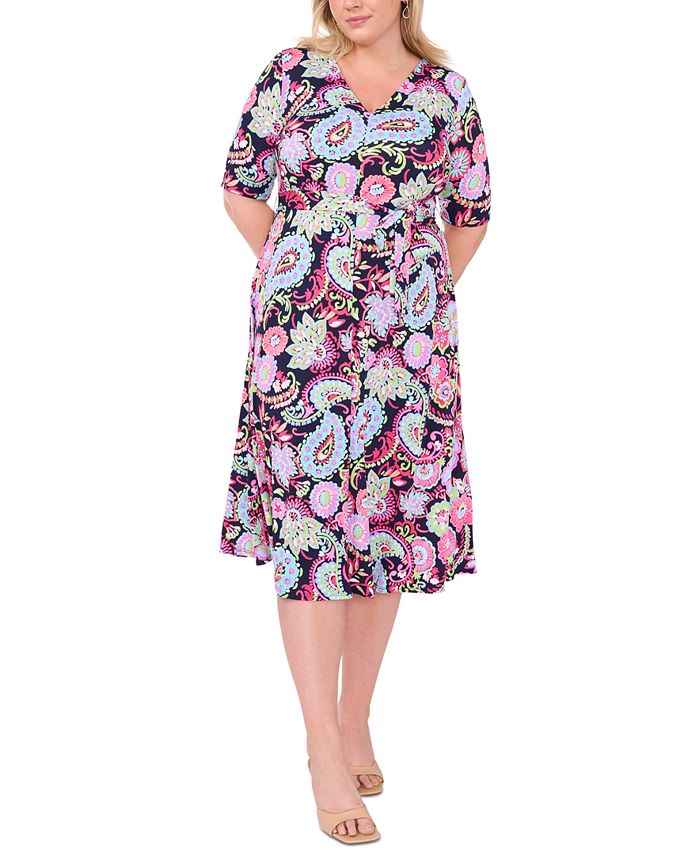 MSK Plus Size Paisley-Print Midi Dress - Macy's