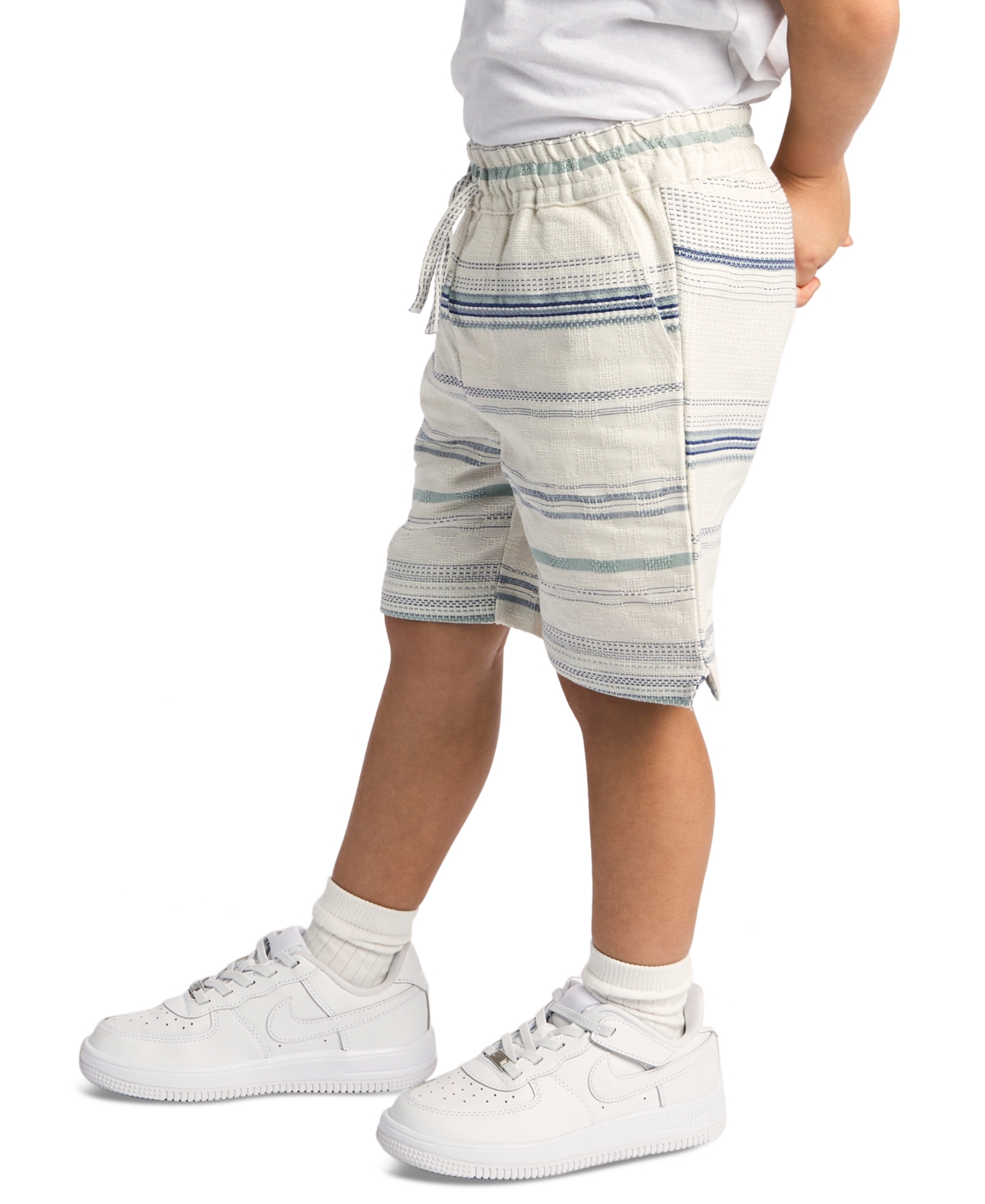 Shop Sovereign Code Toddler & Little Boys Passport Striped Shorts In White Stri