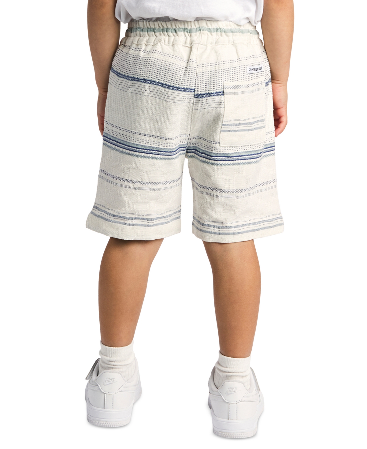 Shop Sovereign Code Big Boys Textured Striped Elastic-waistband Shorts In White Stripe