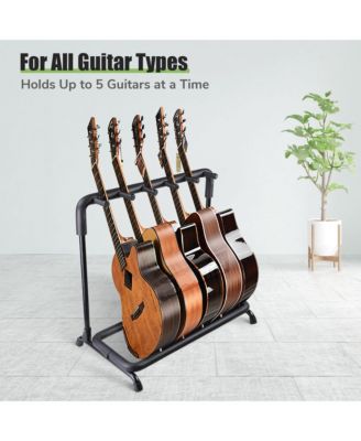 5 Five Holder Multi Guitar Folding Stand Band Stage Bass Acoustic Guitar Display Rack
