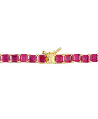Lab-Grown Ruby 18" Tennis Necklace (48-1/2 ct. t.w.) in Gold-Plated Sterling Silver