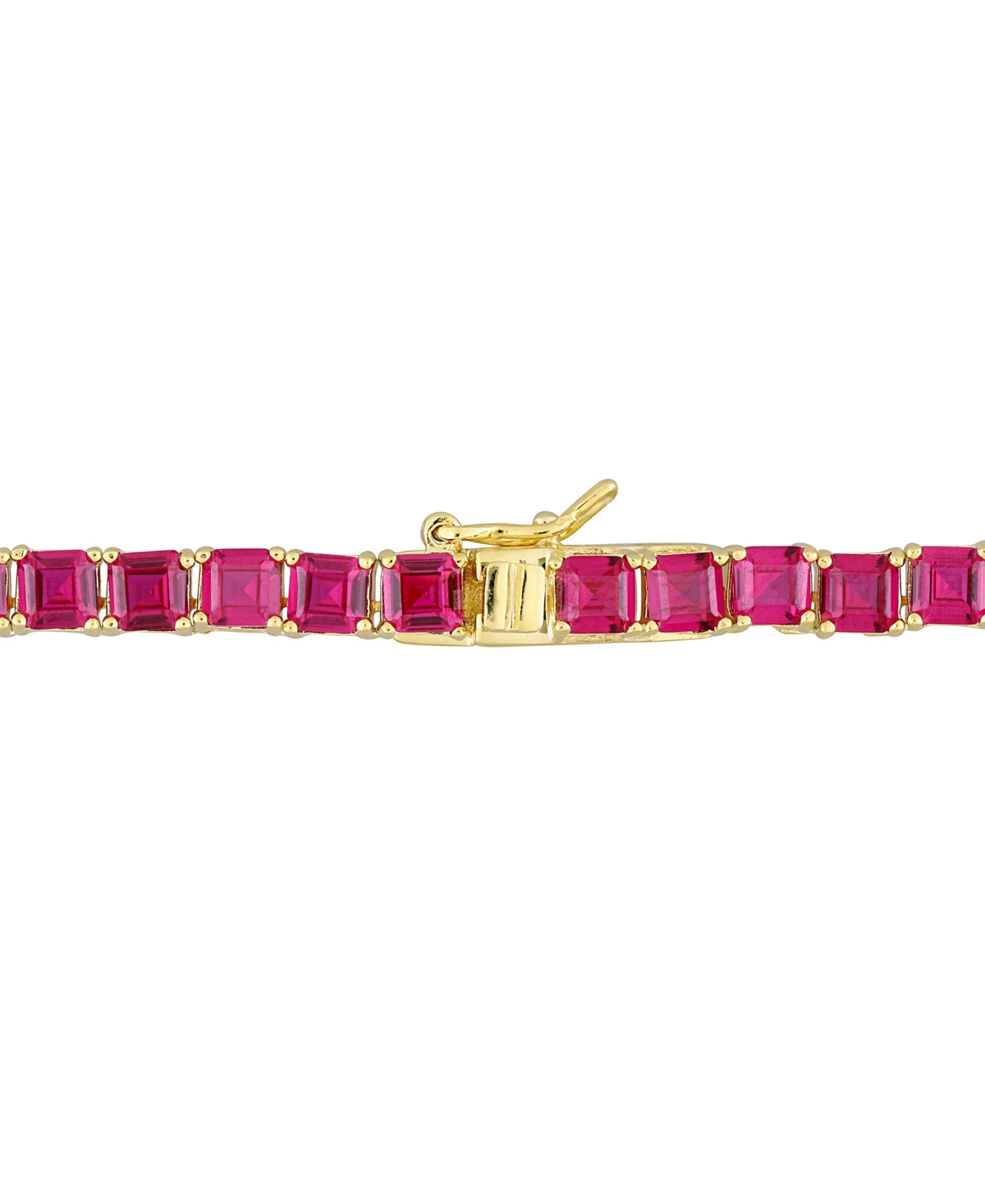 Macy's Lab-grown Ruby 18" Tennis Necklace (48-1/2 Ct. T.w.) In Gold-plated Sterling Silver In Ruby