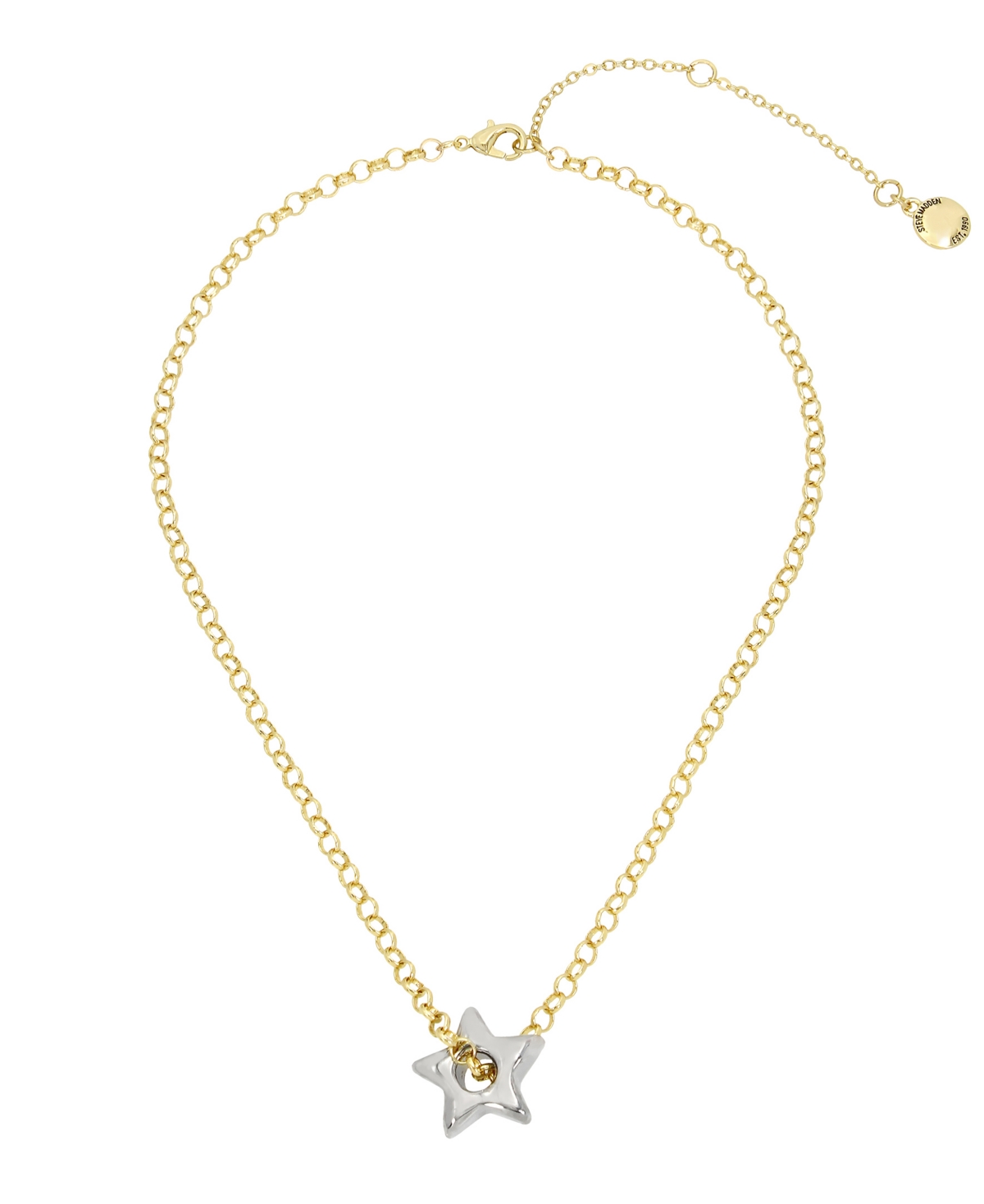 Steve Madden Two-tone Puffy Star Pendant Necklace In Twotone