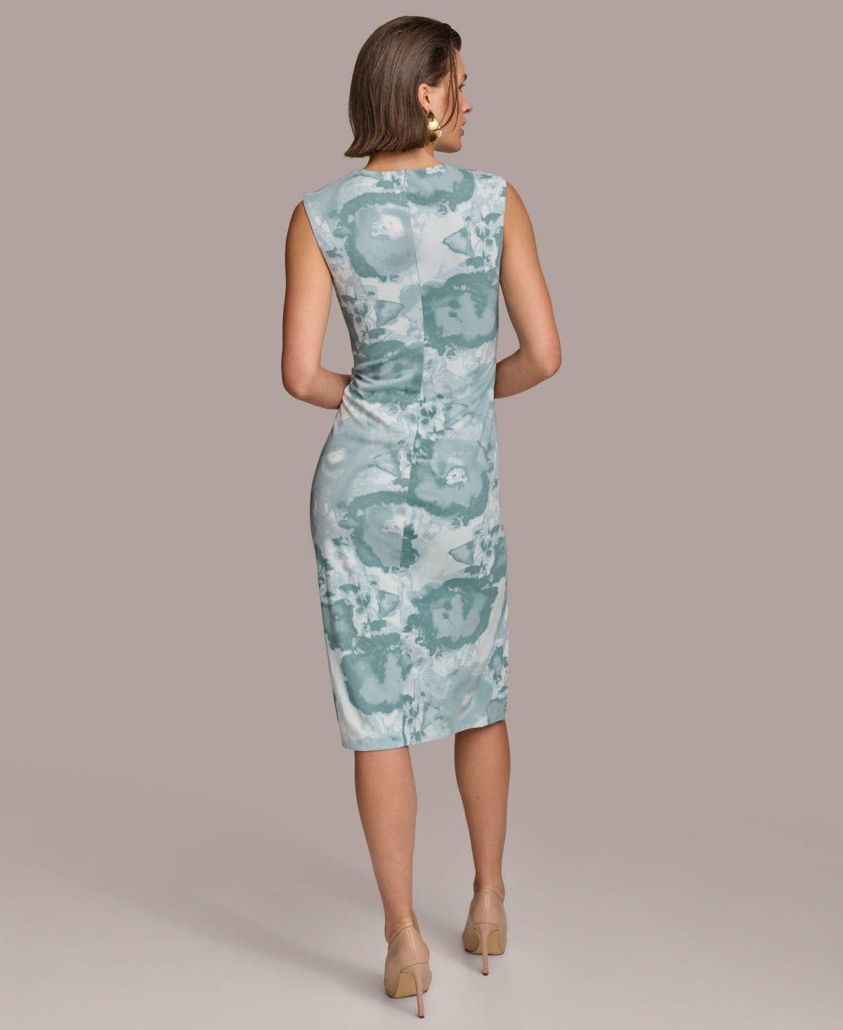 Shop Donna Karan Women's Printed Ruched Sheath Dress In Bl Frost M