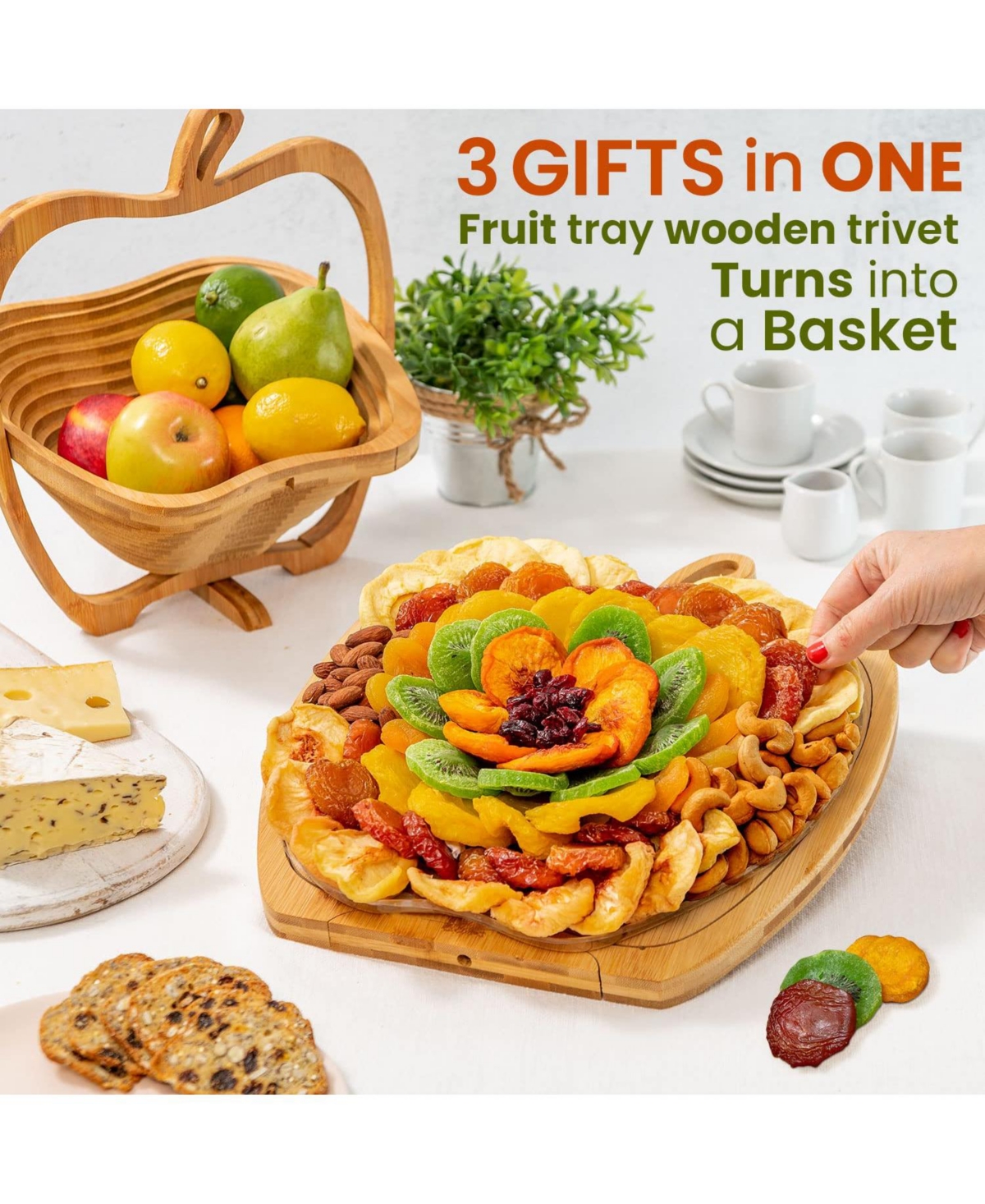 Bonnie & Pop Snack Attack Dried Fruit & Nut Gift Tray & Basket In Natural